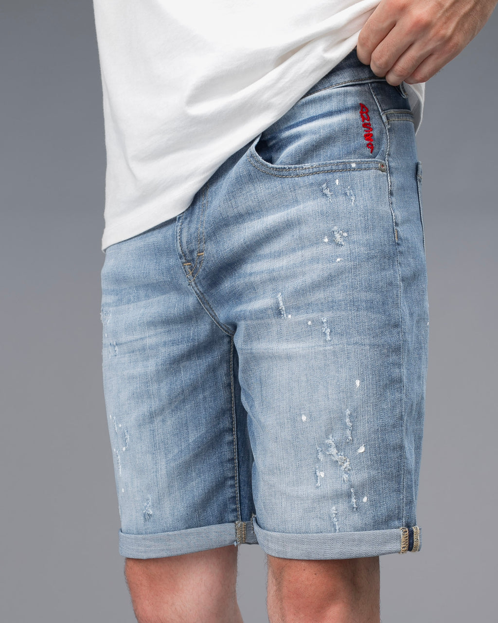 Muške jeans sorts svetlo plavi grebani STT3020