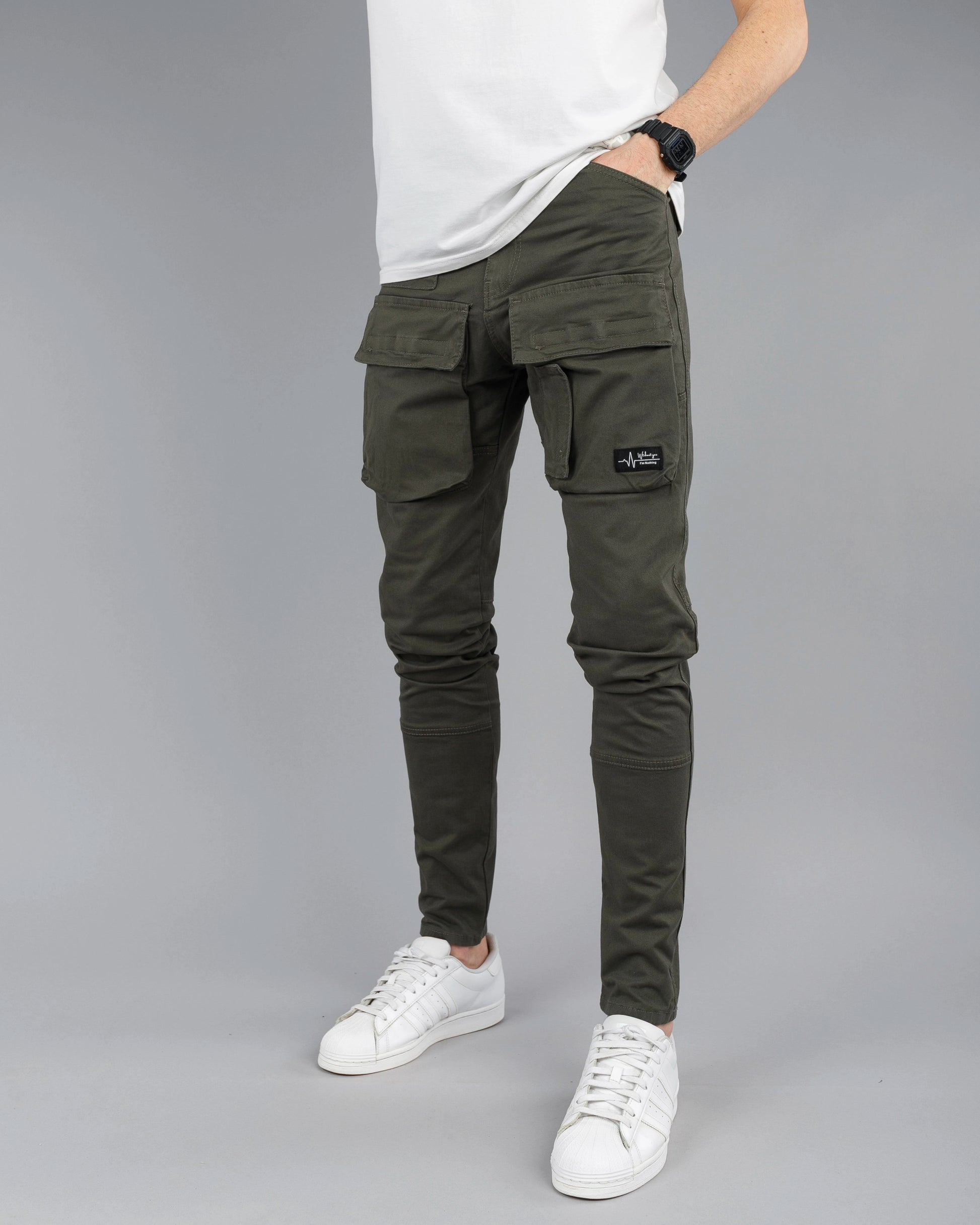 Muške cargo pantalone - SlimFit ravne STT100BB