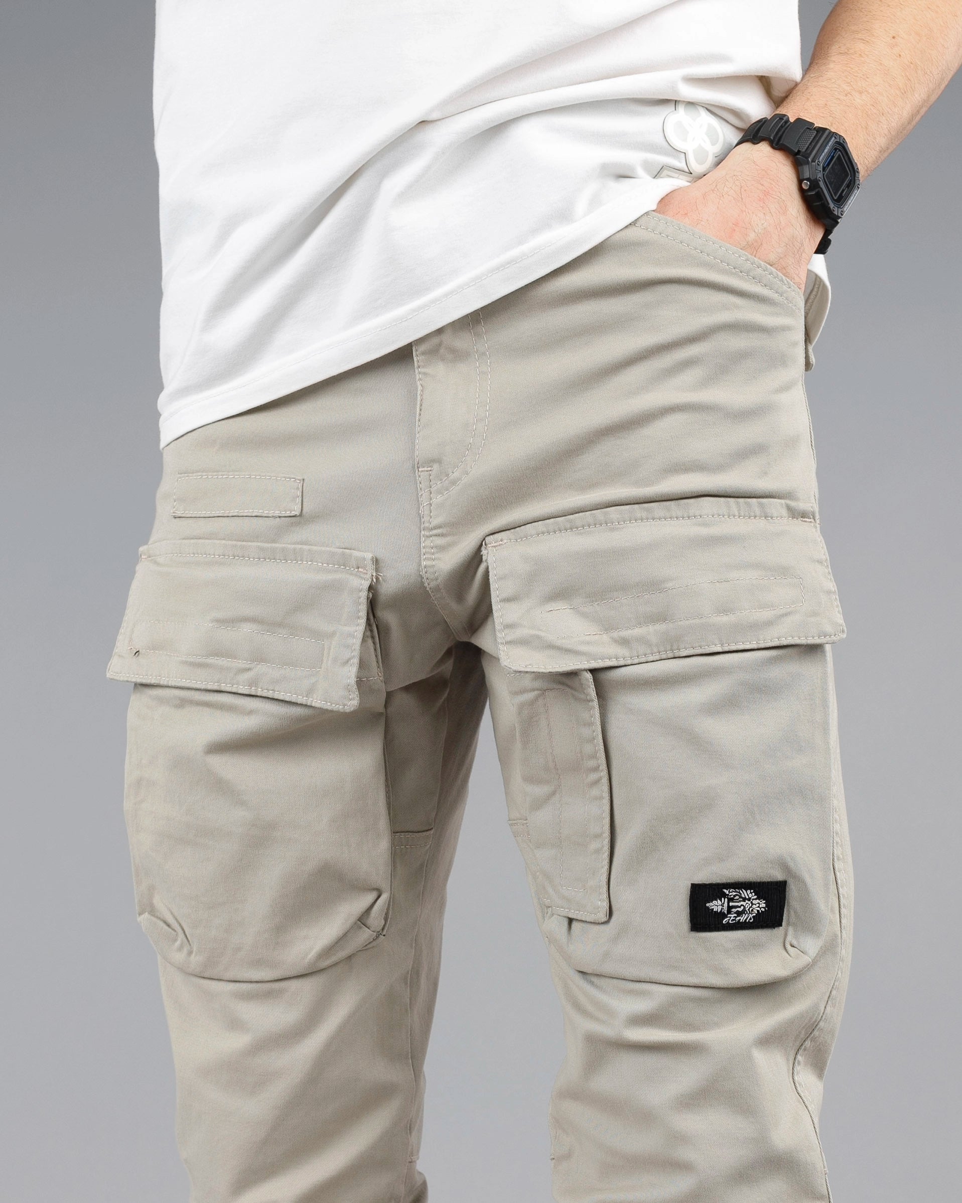 Muške cargo pantalone - SlimFit ravne STT100BB