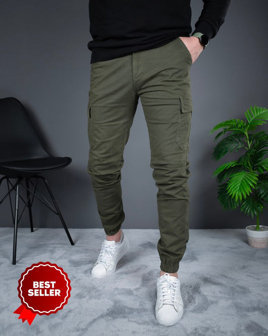 Muške cargo pantalone maslinaste STT2225.