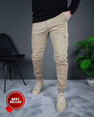 Muške cargo pantalone krem STT2225.