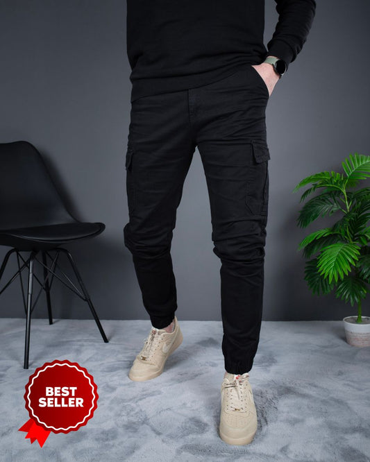 Muške cargo pantalone crne STT2225.