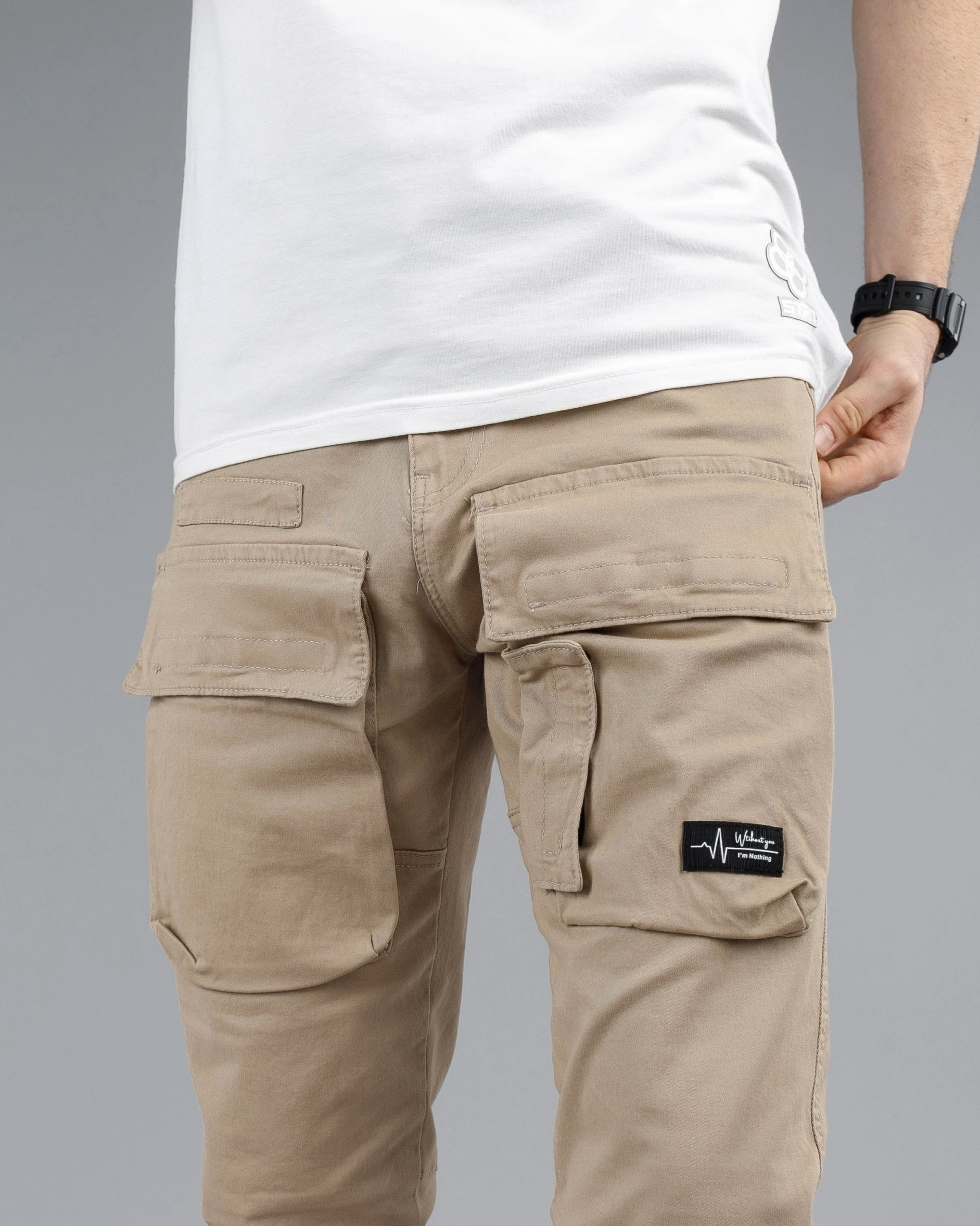 Muške cargo pantalone - SlimFit ravne STT100BB