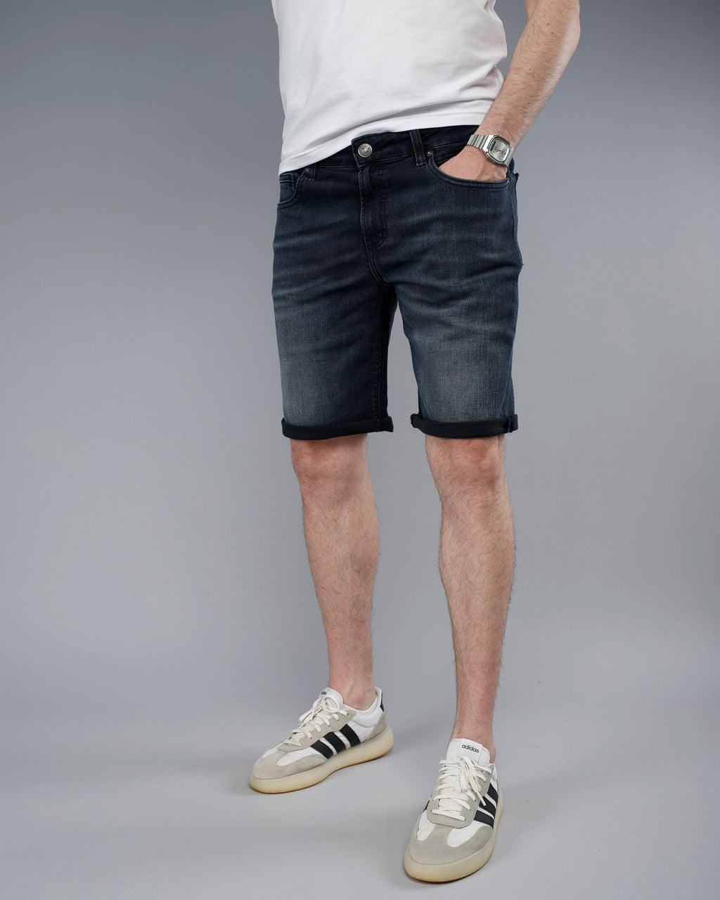 Muške jeans bermude tamno sive STT3009