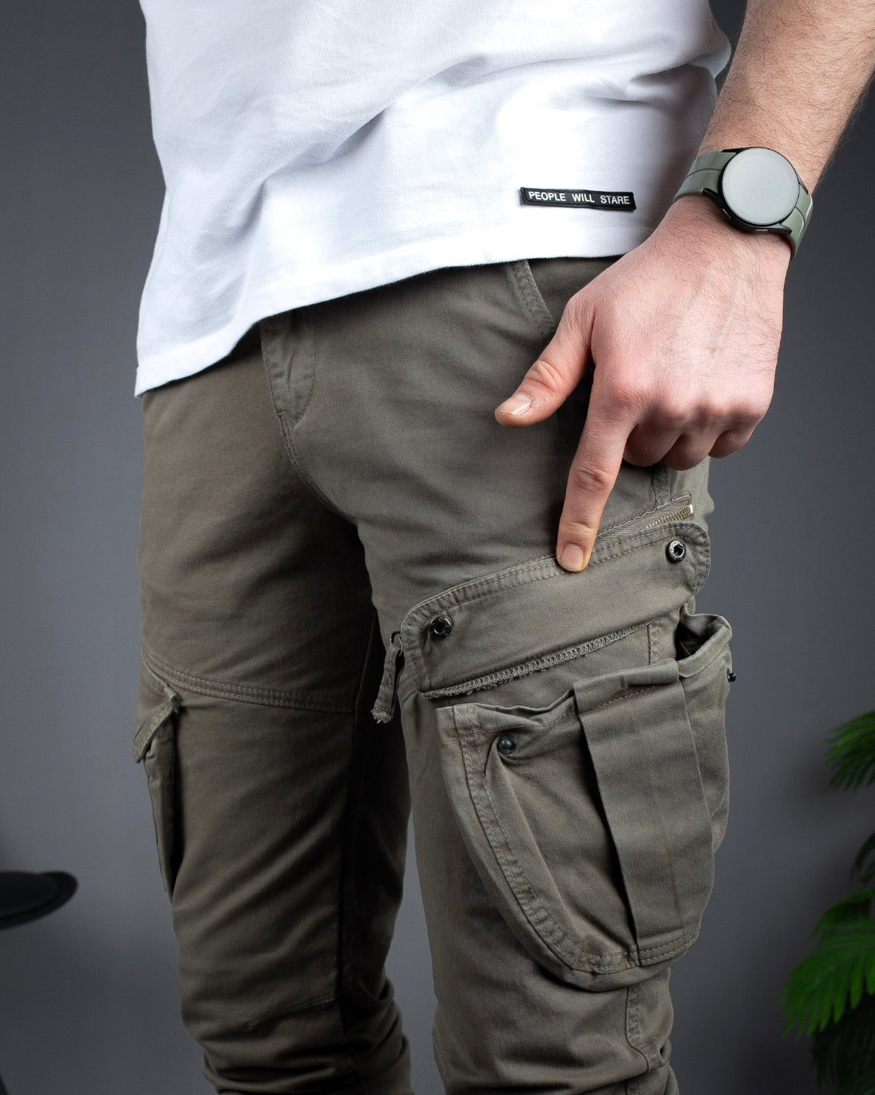 Muške cargo pantalone Maslinasta SMB STT2708.