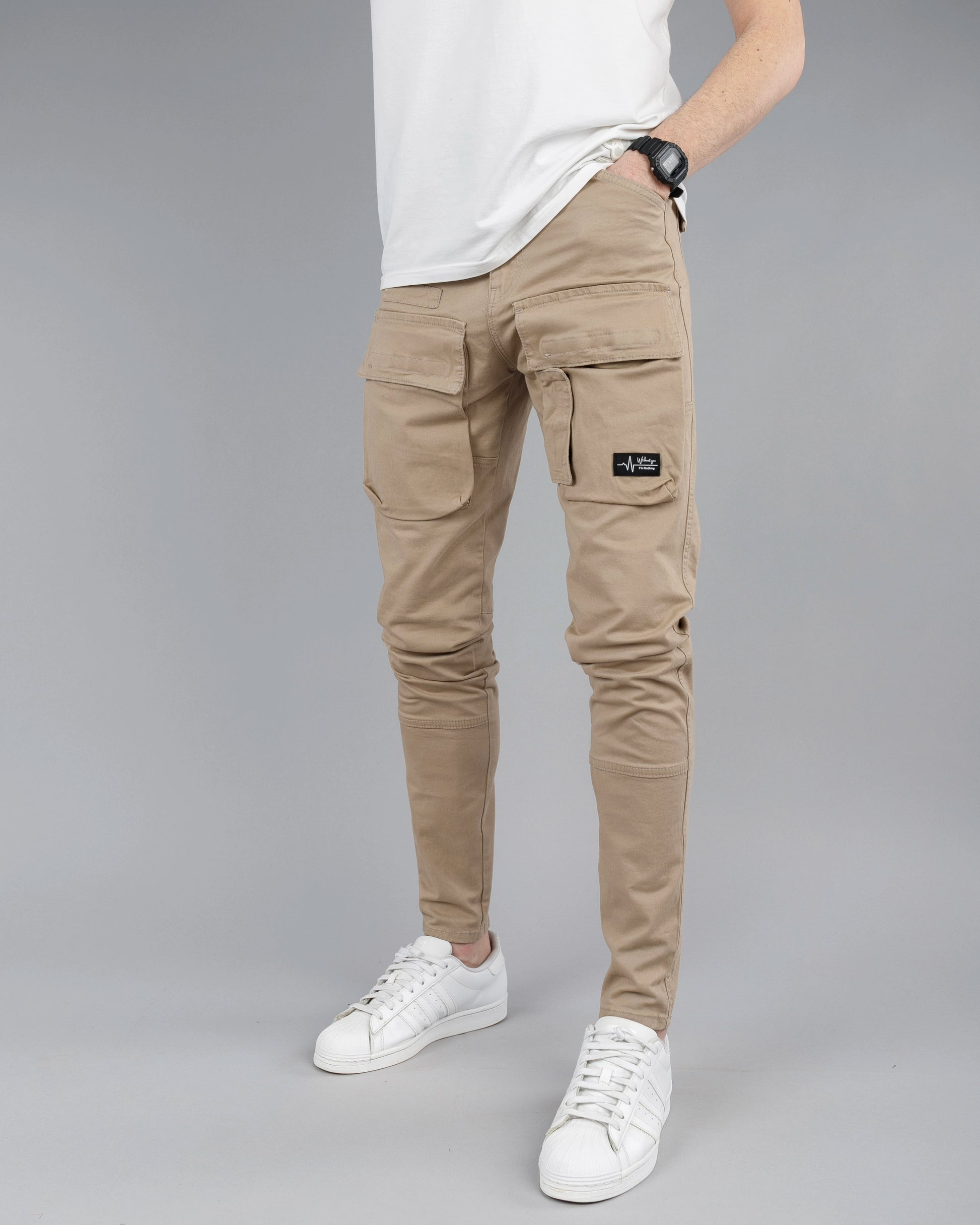 Muške cargo pantalone - SlimFit ravne STT100BB