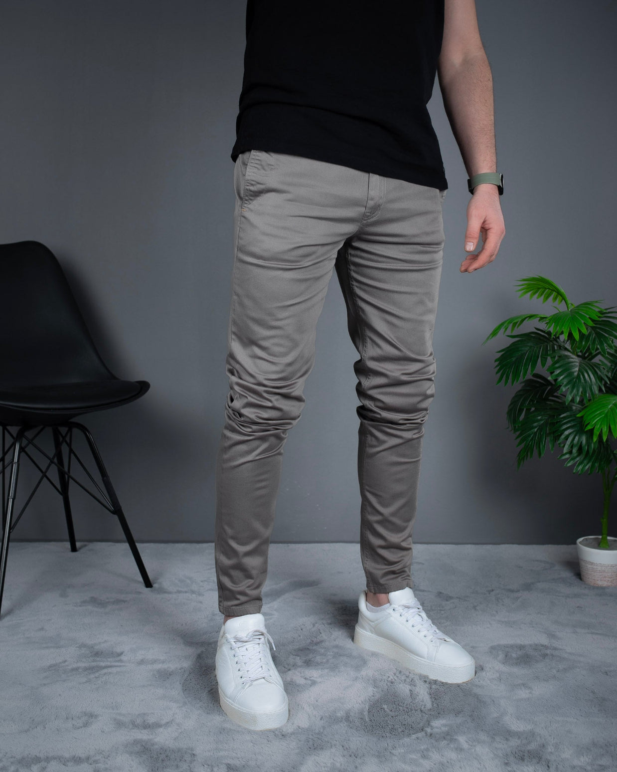 Elegantne slim pantalone svečane sive  STT2635.