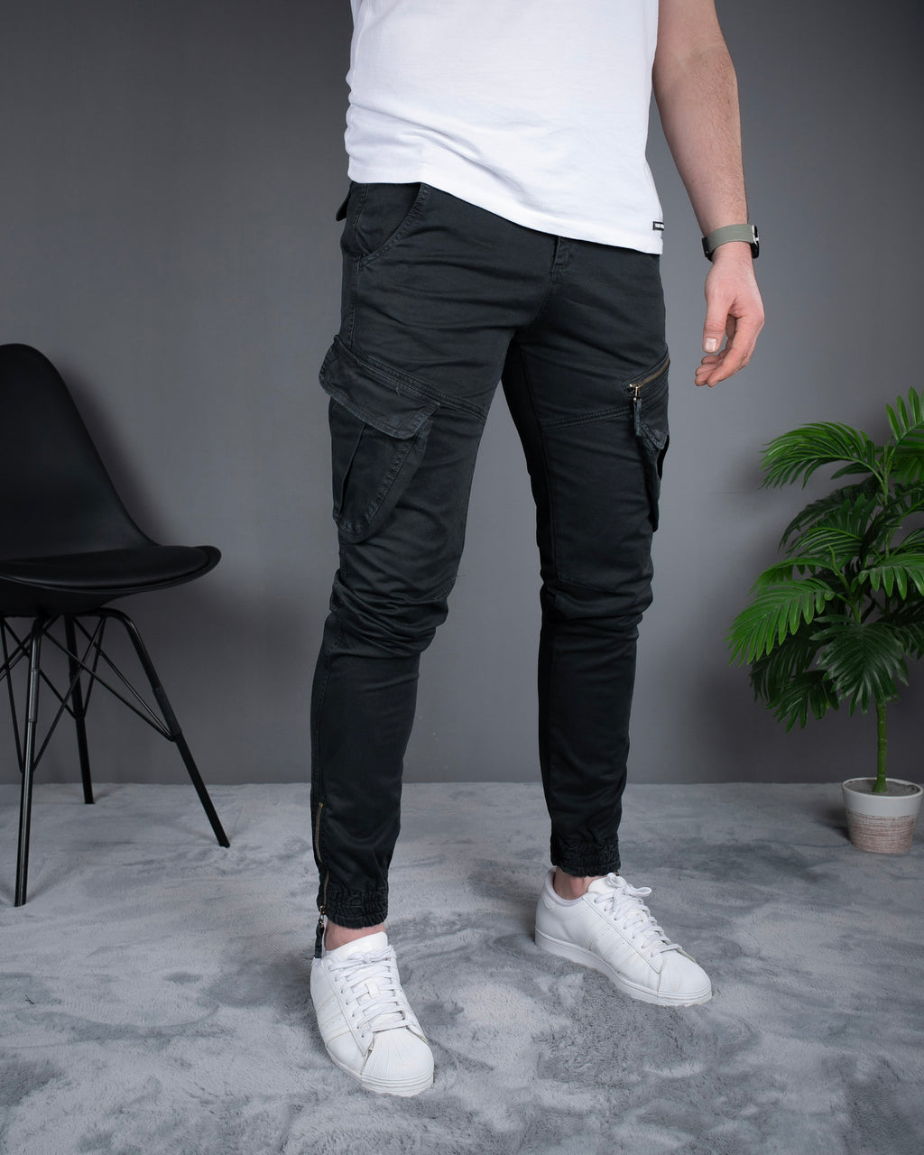 Muške cargo pantalone tamno siva STT2708.