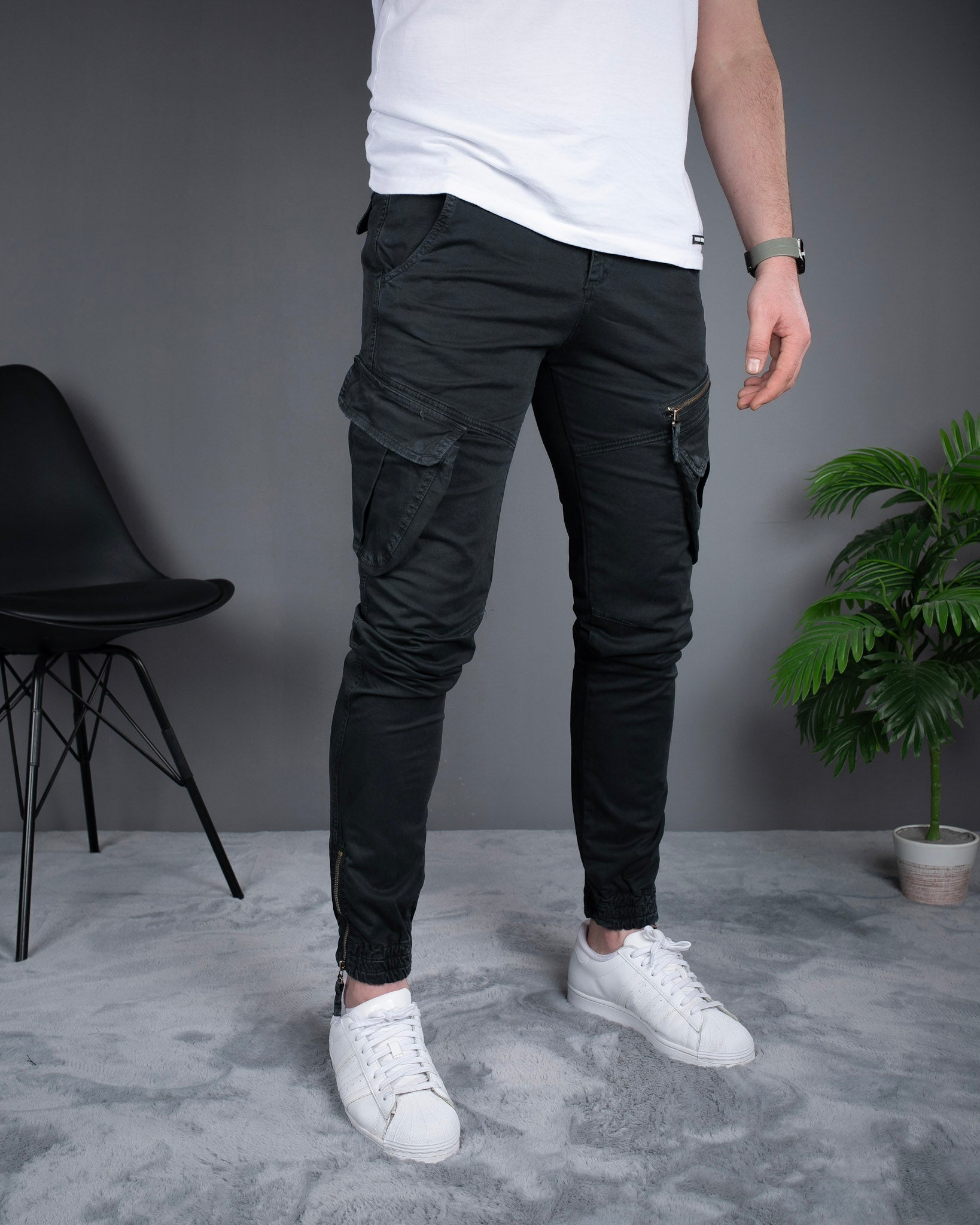 Muške cargo pantalone tamno siva STT2708.