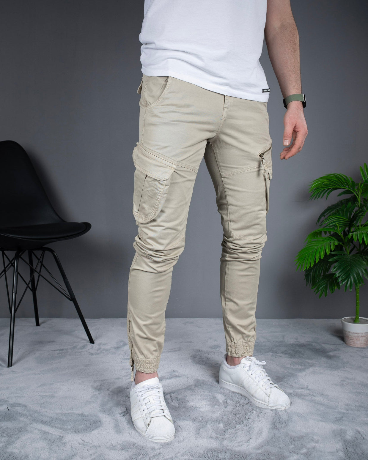 Muške cargo pantalone Krem/Bež STT2708.