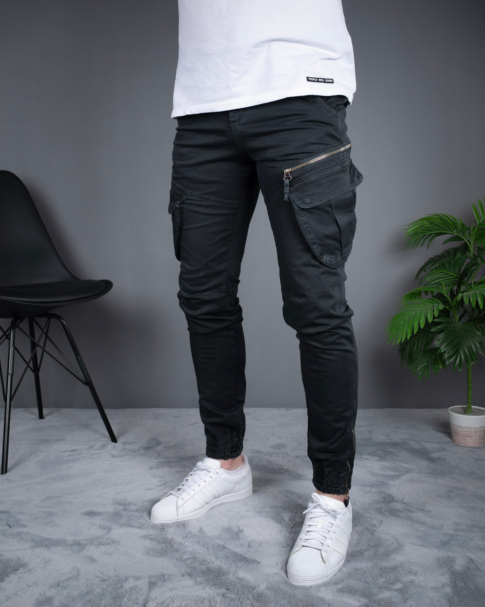 Muške cargo pantalone tamno siva STT2708.