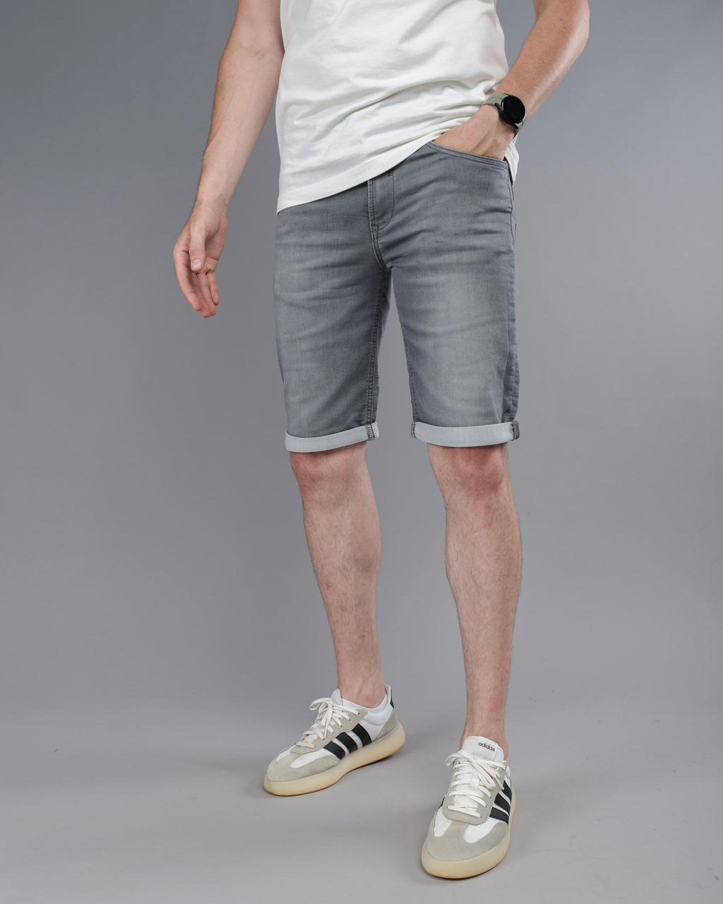 Muške jeans bermude sive elasticne STT3016