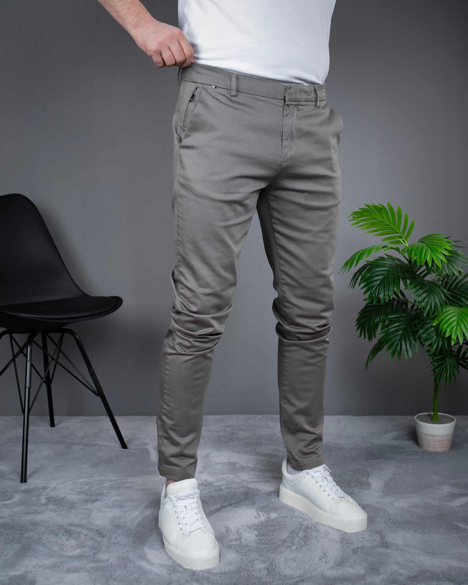 Muške Elegantne Slimfit Pantalone Sive STT2895.