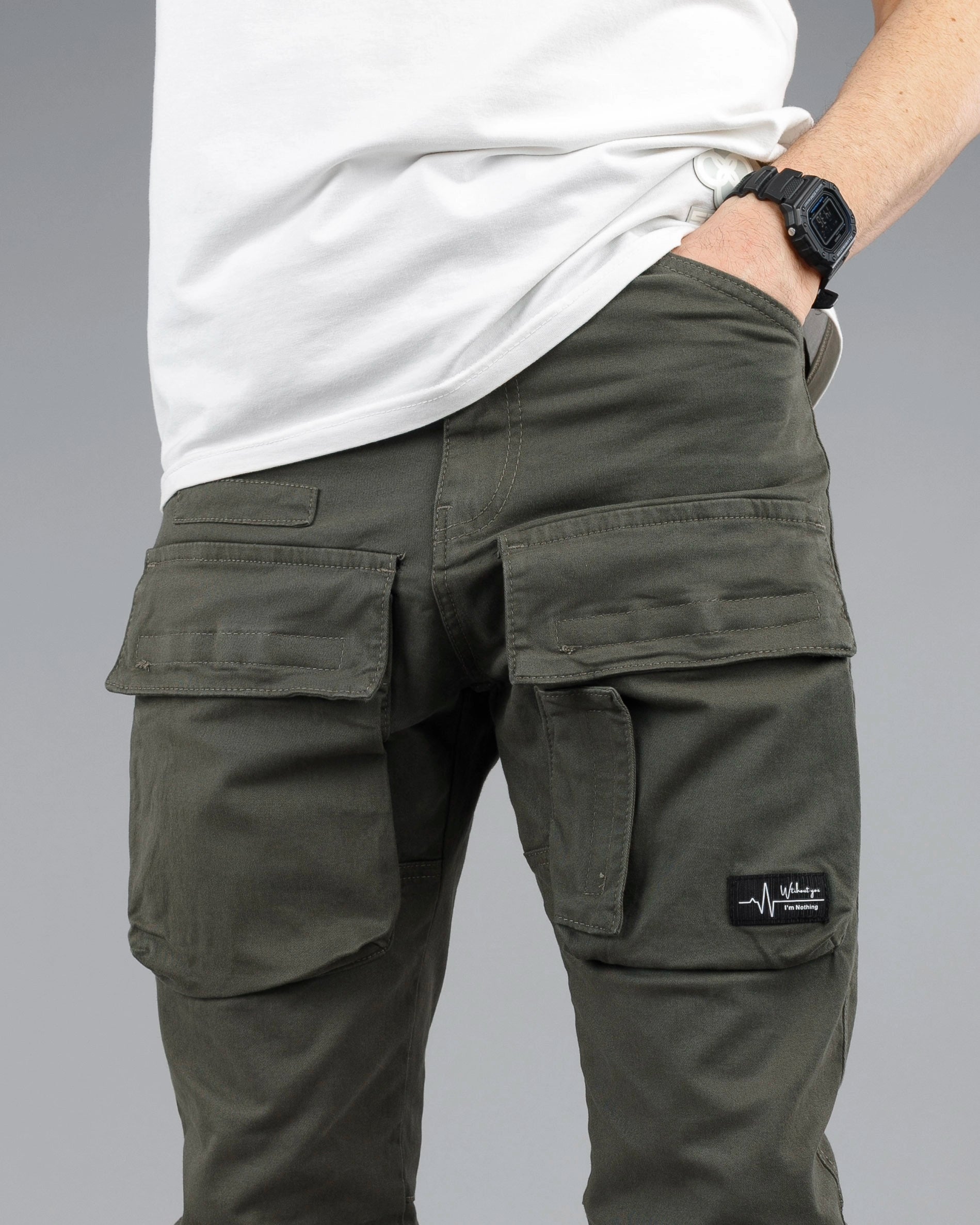 Muške cargo pantalone - SlimFit ravne STT100BB