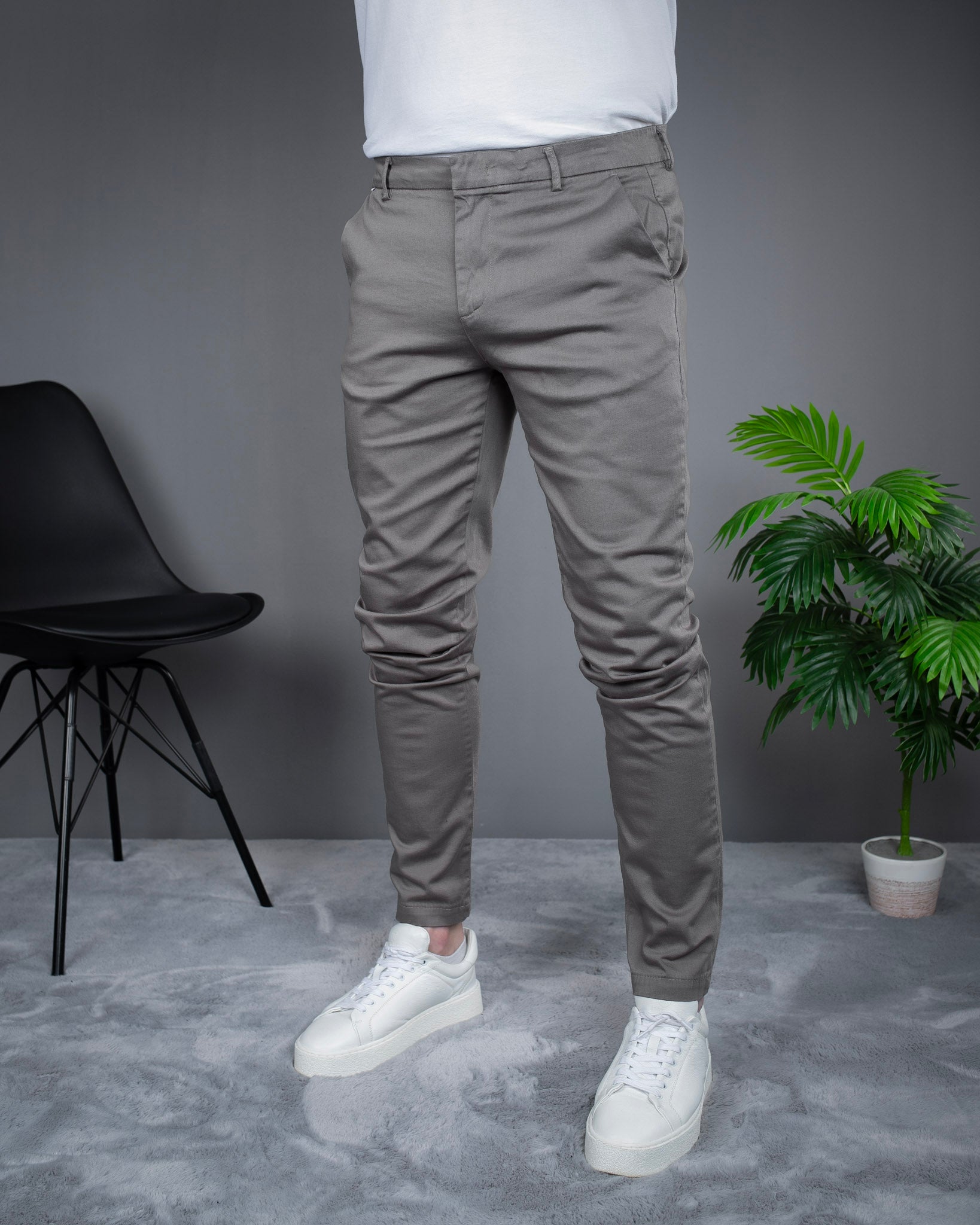 Muške Elegantne Slimfit Pantalone Sive STT2895.