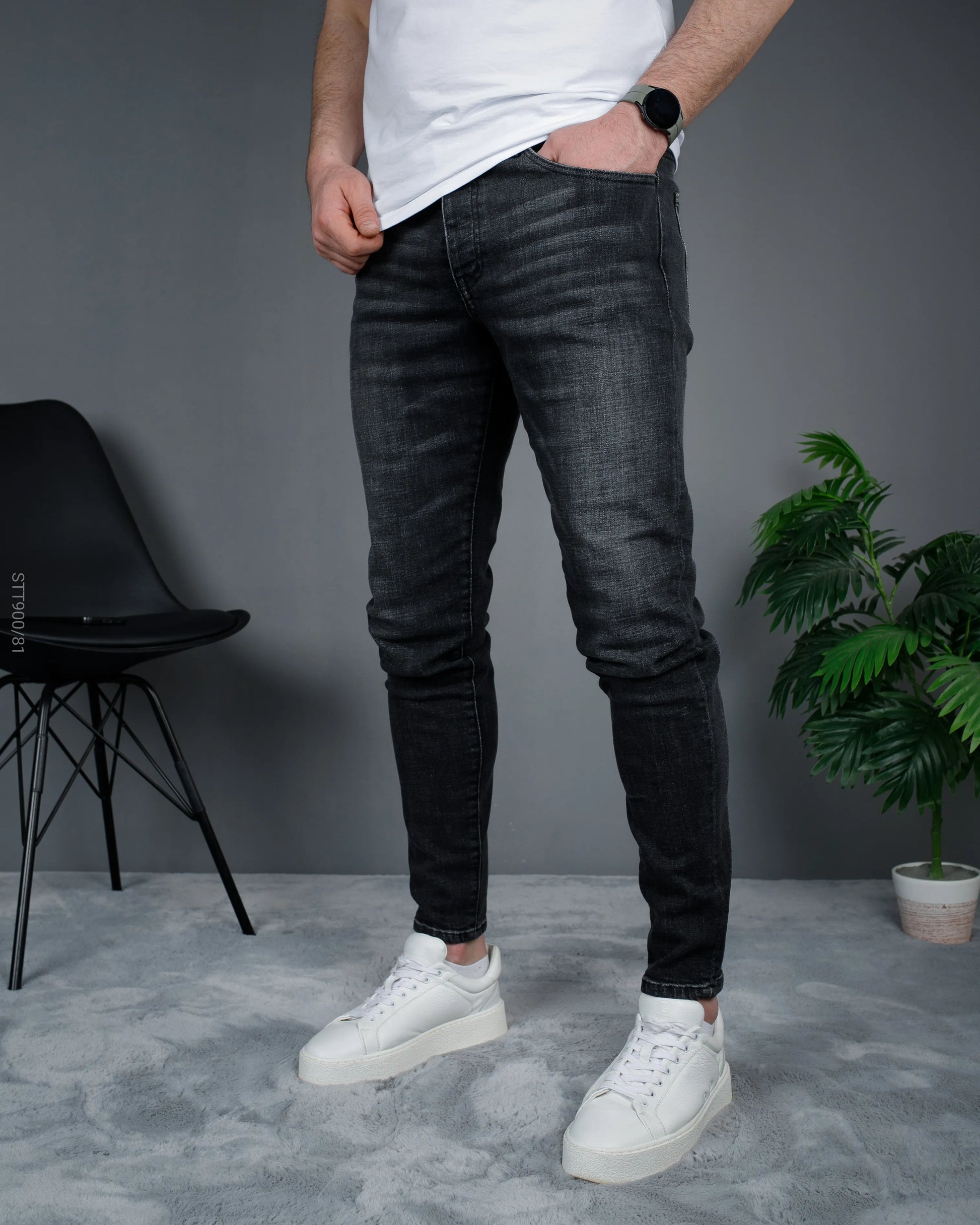Muške elasticne slim farmerke crne