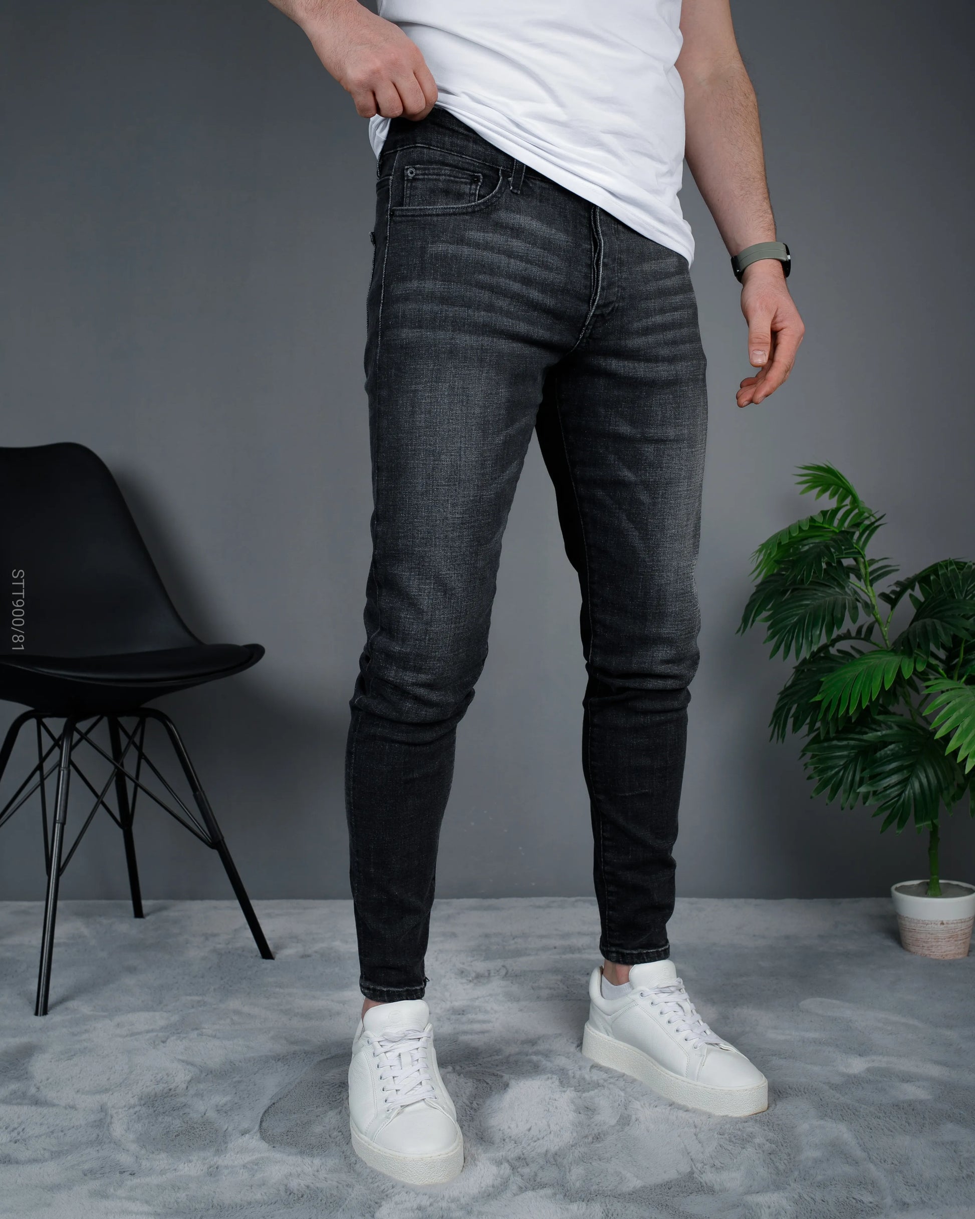 Muške elasticne slim farmerke crne