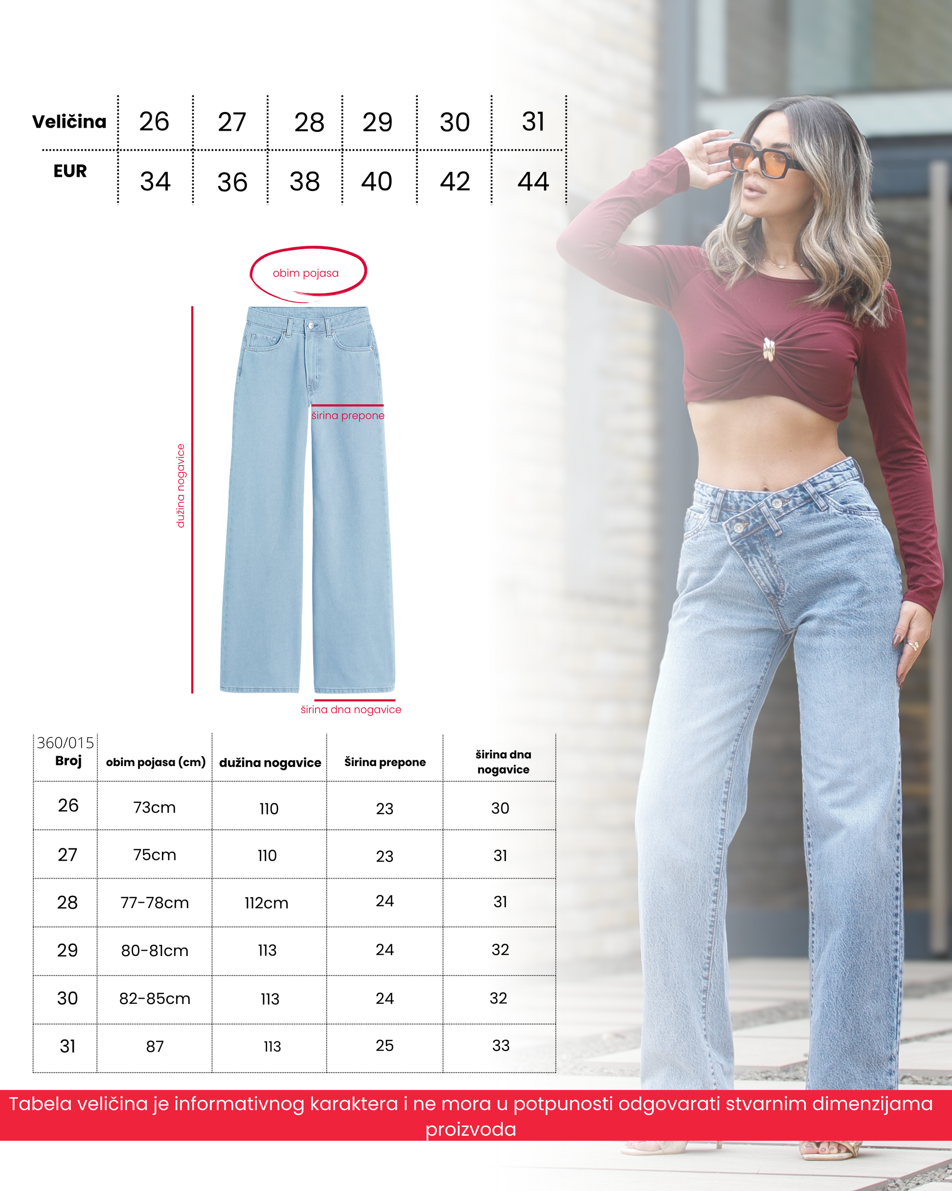 Ženske Wide Leg farmerke STT360/015