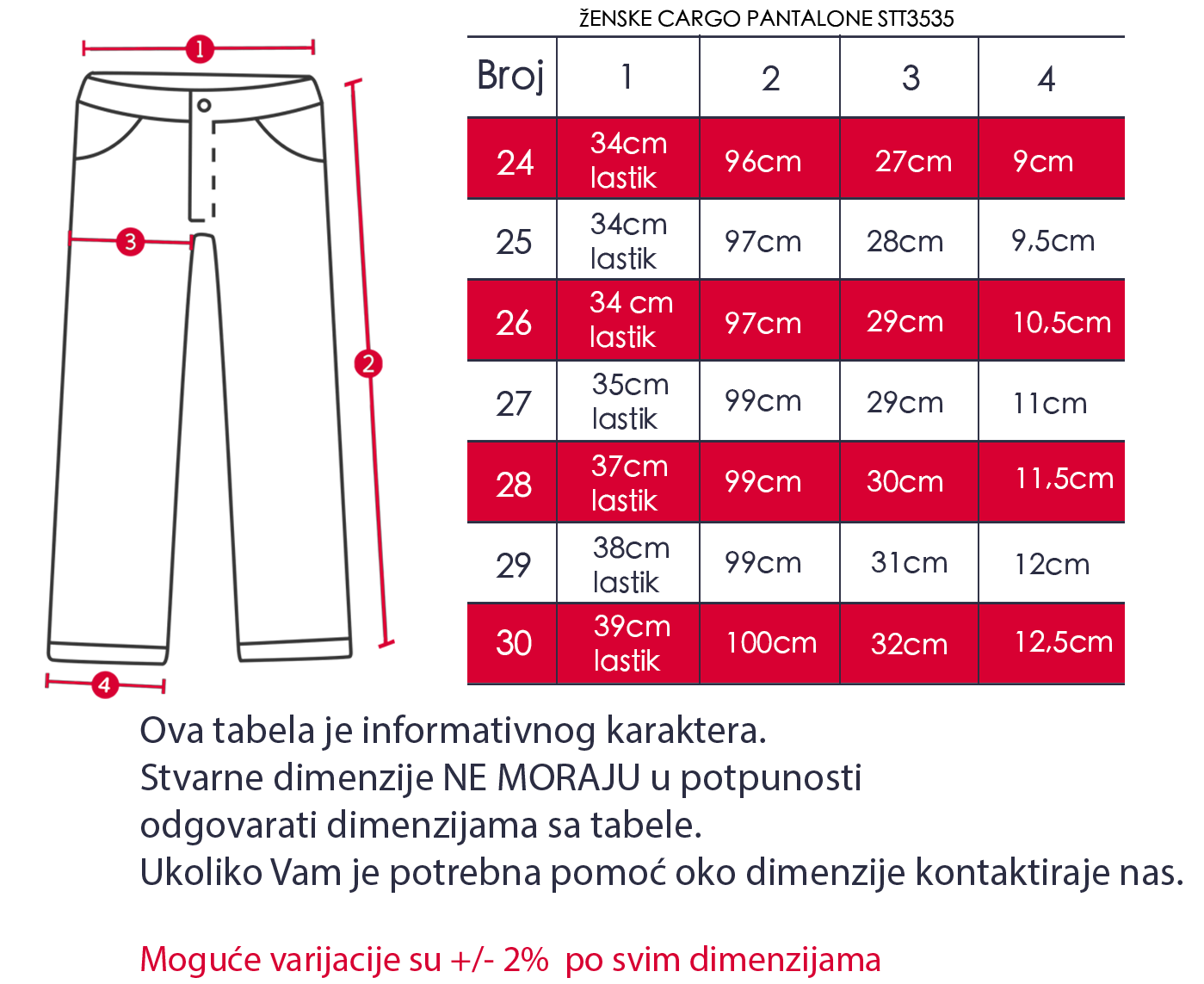 Ženske kargo pantalone STT3535
