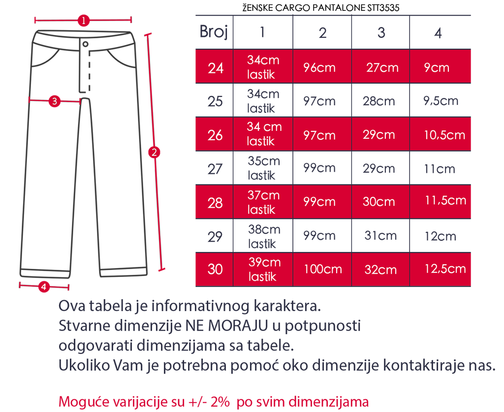 Ženske kargo pantalone STT3535