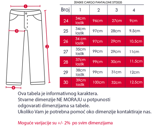 Ženske kargo pantalone STT3535